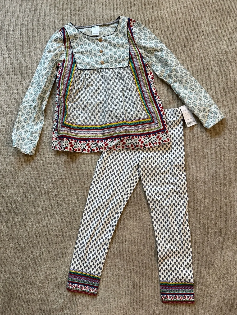 Carter’s Girls Boho Paisley Top & Leggings Set NWT Size 6
